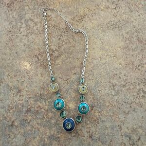 Napier Necklace Women's OS Blue Turquoise Cream Silver Rhinestone Statement
